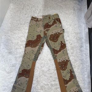 Camouflage Cargo Pants with Brown Accents